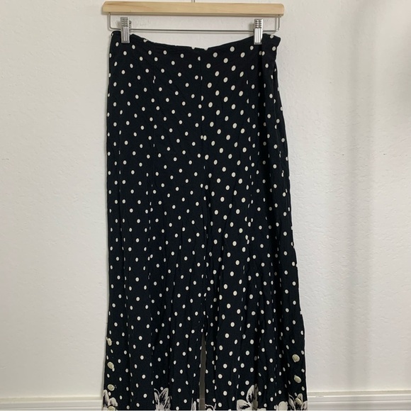 Ett Twa Anthropologie Chesapeake Wide Leg Pants Womens 6 Polka Dot Floral Rayon - Picture 15 of 15